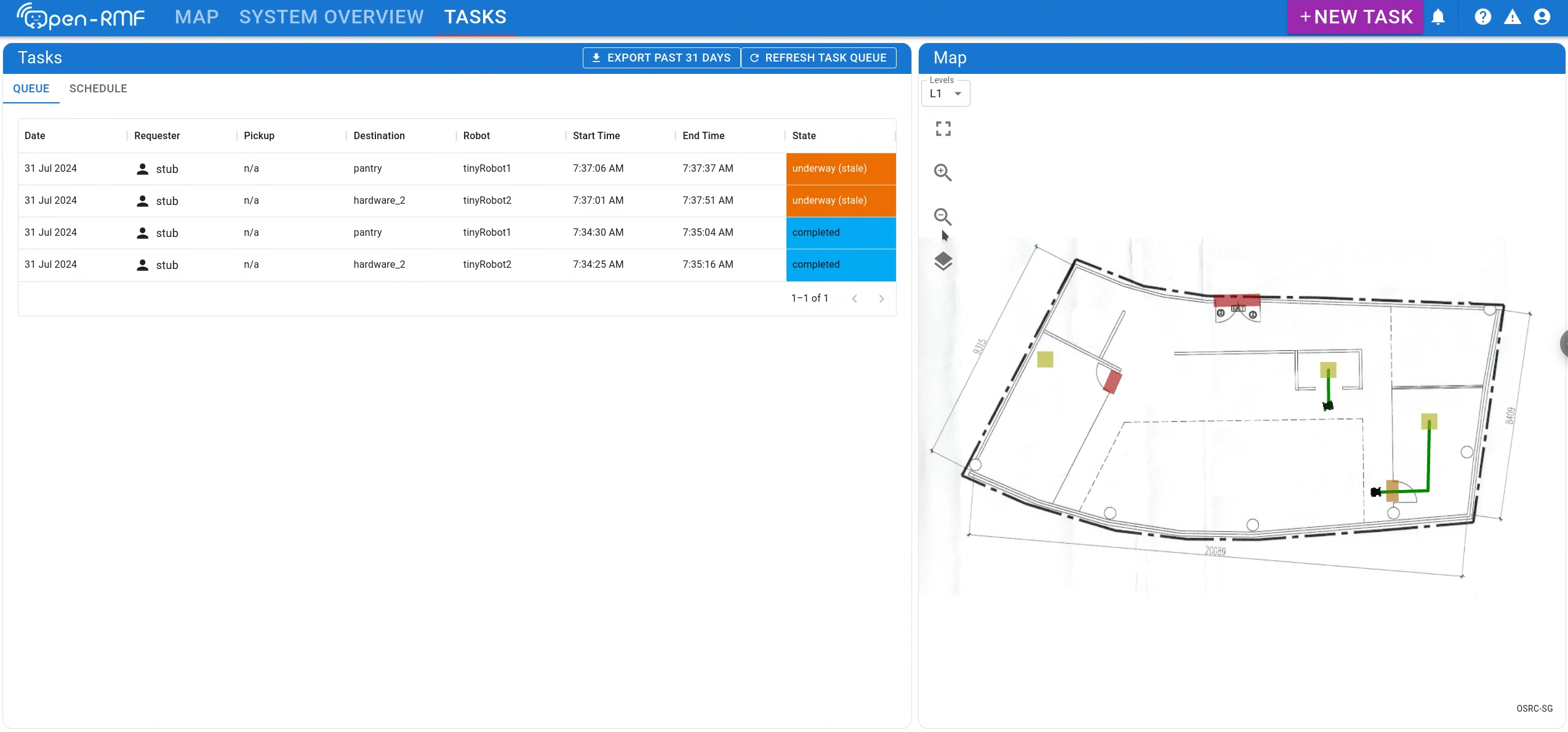 rmf dashboard tasks